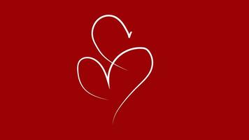 Heart line art on red background. Video flat cartoon animation design element. alpha channel transparency