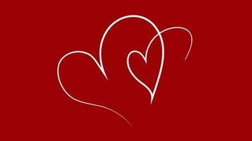 Heart line art on red background. Video flat cartoon animation design element. alpha channel transparency