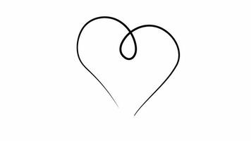 Heart continuous one line drawing. Video flat cartoon animation design element. alpha channel transparency