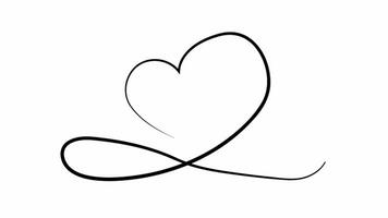 Heart continuous one line drawing. Video flat cartoon animation design element. alpha channel transparency