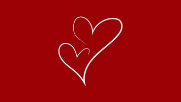 Heart line art on red background. Video flat cartoon animation design element. alpha channel transparency