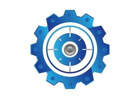 Modern Blue and Silver Gears. Modern Settings Icon  Vector Flat Design