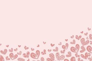 Pink heart doodle pattern background vector