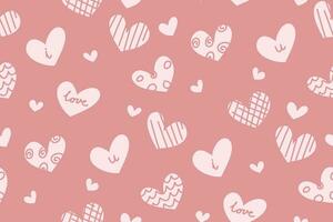 Pink heart doodle pattern background vector