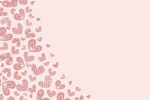 Pink heart doodle pattern background vector