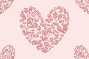 Pink heart doodle pattern background vector