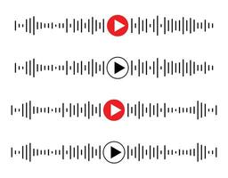 Sound wave icon, podcast player interface, music symbol, sound wave, loading progress bar and buttons. vector