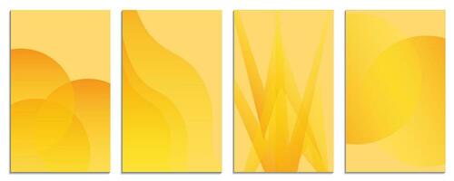 Set of abstract backgrounds in orange and yellow colors. Vector illustration.