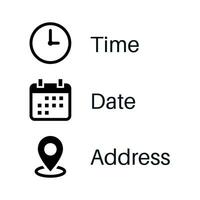 Time, date, address icon vector in trendy style