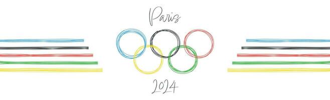 Olympics hand drawn ring logo isolated on white background. Summer olympic games. Paris 2024. Header for letters, websites, mailing lists. Olympic games banner vector