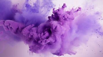 AI generated Lavender color powder splash background photo