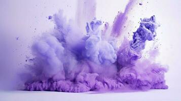 AI generated Lavender color powder splash background photo