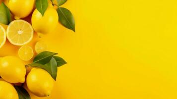 AI generated Lemon yellow background photo