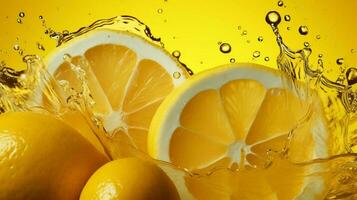 AI generated Lemon yellow color splash background photo