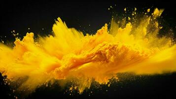 AI generated Lemon yellow color powder splash background photo