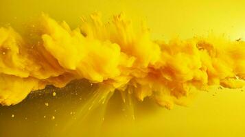 AI generated Lemon yellow color powder splash background photo