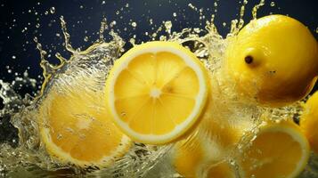 AI generated Lemon yellow color splash background photo