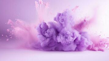 AI generated Lilac color powder splash background photo