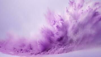 AI generated Lavender color powder splash background photo