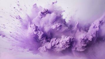 AI generated Lavender color powder splash background photo