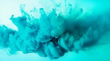 AI generated Cyan color powder splash background photo