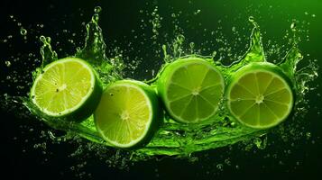 AI generated Lime green color splash background photo