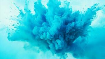 AI generated Cyan color powder splash background photo