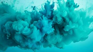 AI generated Cyan color powder splash background photo