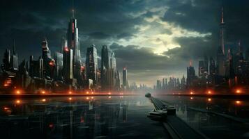AI generated City Skylines background photo