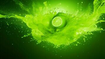 AI generated Lime green color splash background photo