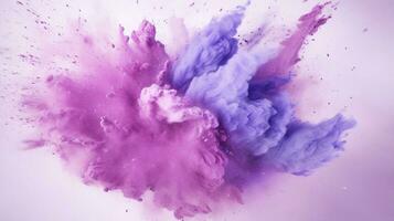 AI generated Lilac color powder splash background photo