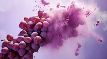 AI generated Grape vine color powder splash background photo