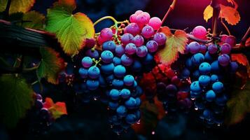 AI generated Grape vine color splash background photo