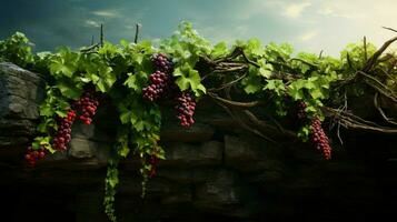 AI generated Grape vine hard background photo