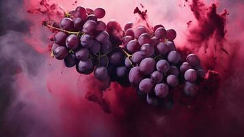 AI generated Grape vine color powder splash background photo