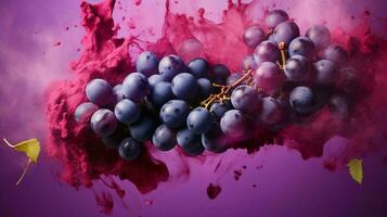 AI generated Grape vine color powder splash background photo