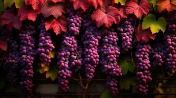 AI generated Grape vine background photo