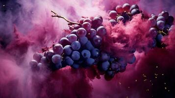 AI generated Grape vine color powder splash background photo