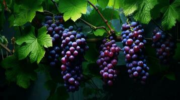 AI generated Grape vine background photo