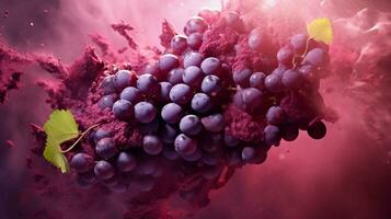 AI generated Grape vine color powder splash background photo