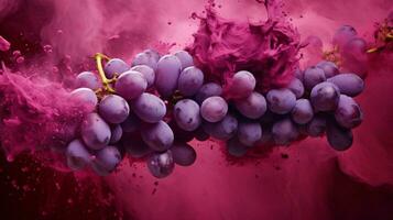 AI generated Grape vine color powder splash background photo