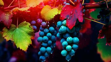 AI generated Grape vine color splash background photo