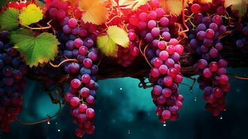 AI generated Grape vine color splash background photo