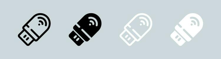 Usb modem icon set in black and white. Network signs vector illustration.