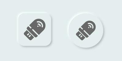 Usb modem solid icon in neomorphic design style. Network signs vector illustration.