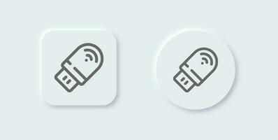 Usb modem line icon in neomorphic design style. Network signs vector illustration.