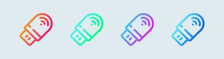 Usb modem line icon in gradient colors. Network signs vector illustration.