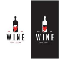 vino logo con vino lentes y botellas.para noche discotecas, bares, cafeterías y vino tiendas vector