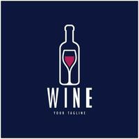 vino logo con vino lentes y botellas.para noche discotecas, bares, cafeterías y vino tiendas vector