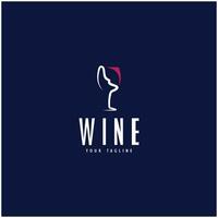 Wine logo with wine glasses and bottles.for night clubs,bars,cafe and wine shops. vector